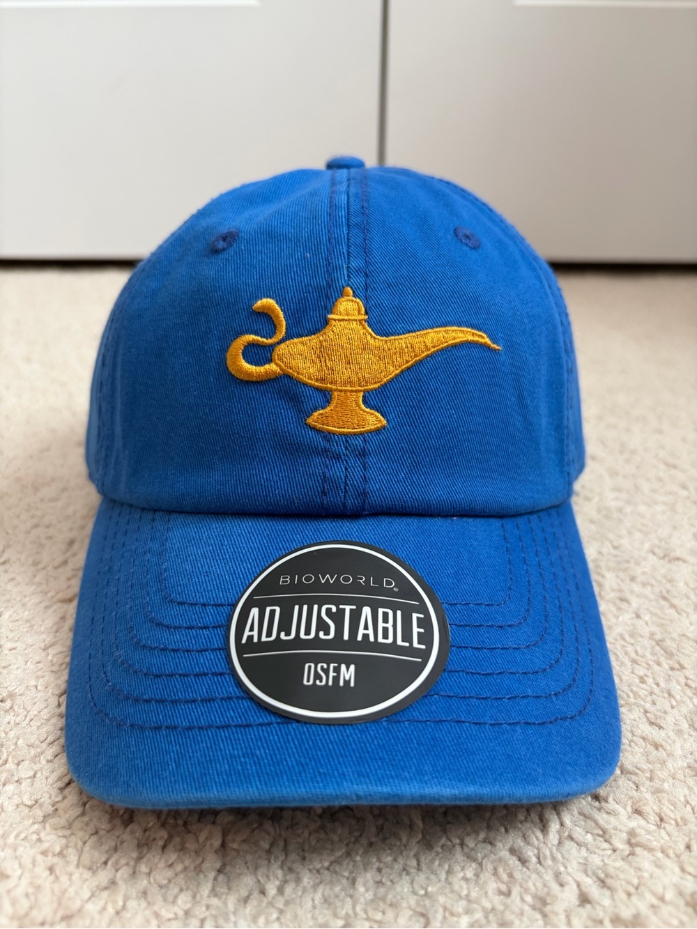 Bioworld NWT Aladdin Disney Blue Adjustable Baseball Cap Hat Golden Lamp OSFM